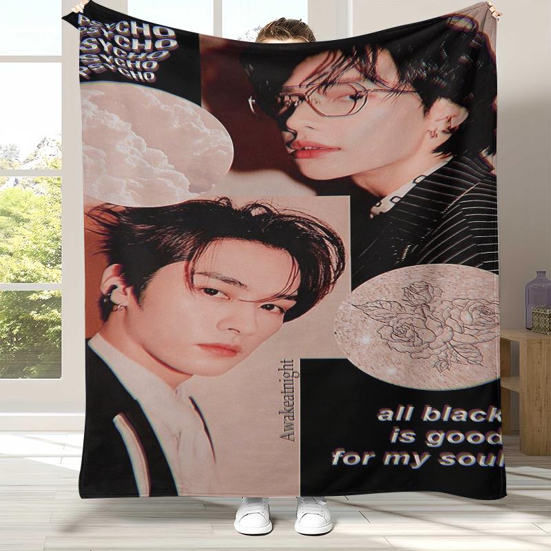 HD Stray Kids Kpop Star Flannel Blanket,Ultra Soft Warm Plush Throw for Home Bedroom Bed Sofa Cover Camping Picnic Gift