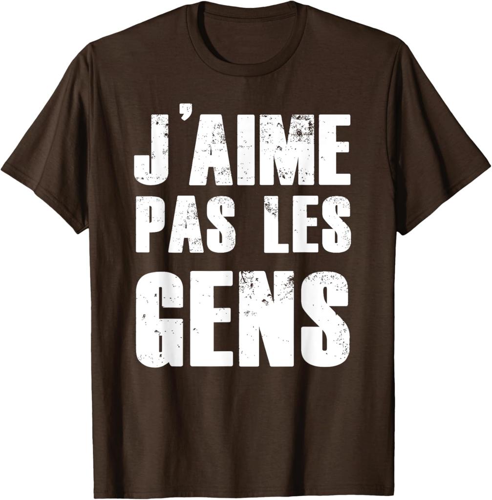 J'aime Pas Les Gens French Introvert Humor Graphic T-Shirt Soft Casual Cotton Tee