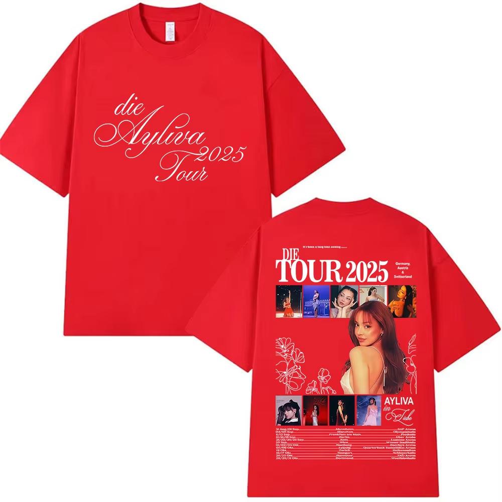Die Ayliva Tour Grafik T-Shirts Herren Damen Lässig Harajuku Oversized T-Shirt Retro Mode Baumwoll-T-Shirt Oberteile