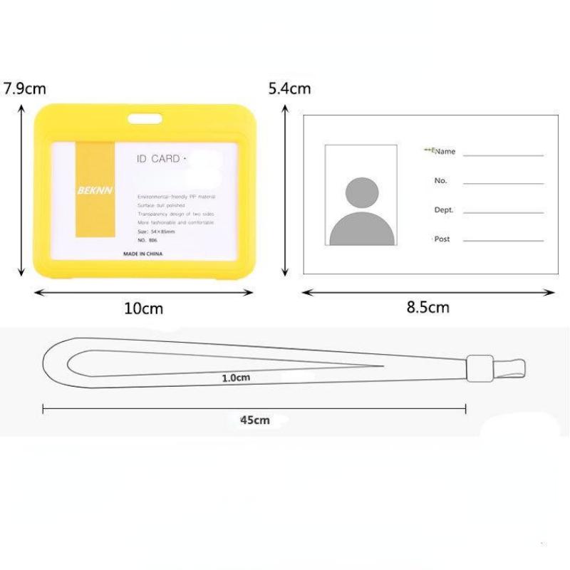5set Plastic Solid Credit Card Cover Sleeve with Lanyard Office Student Girl Bus ID Card Holder Case Protector for Women Men