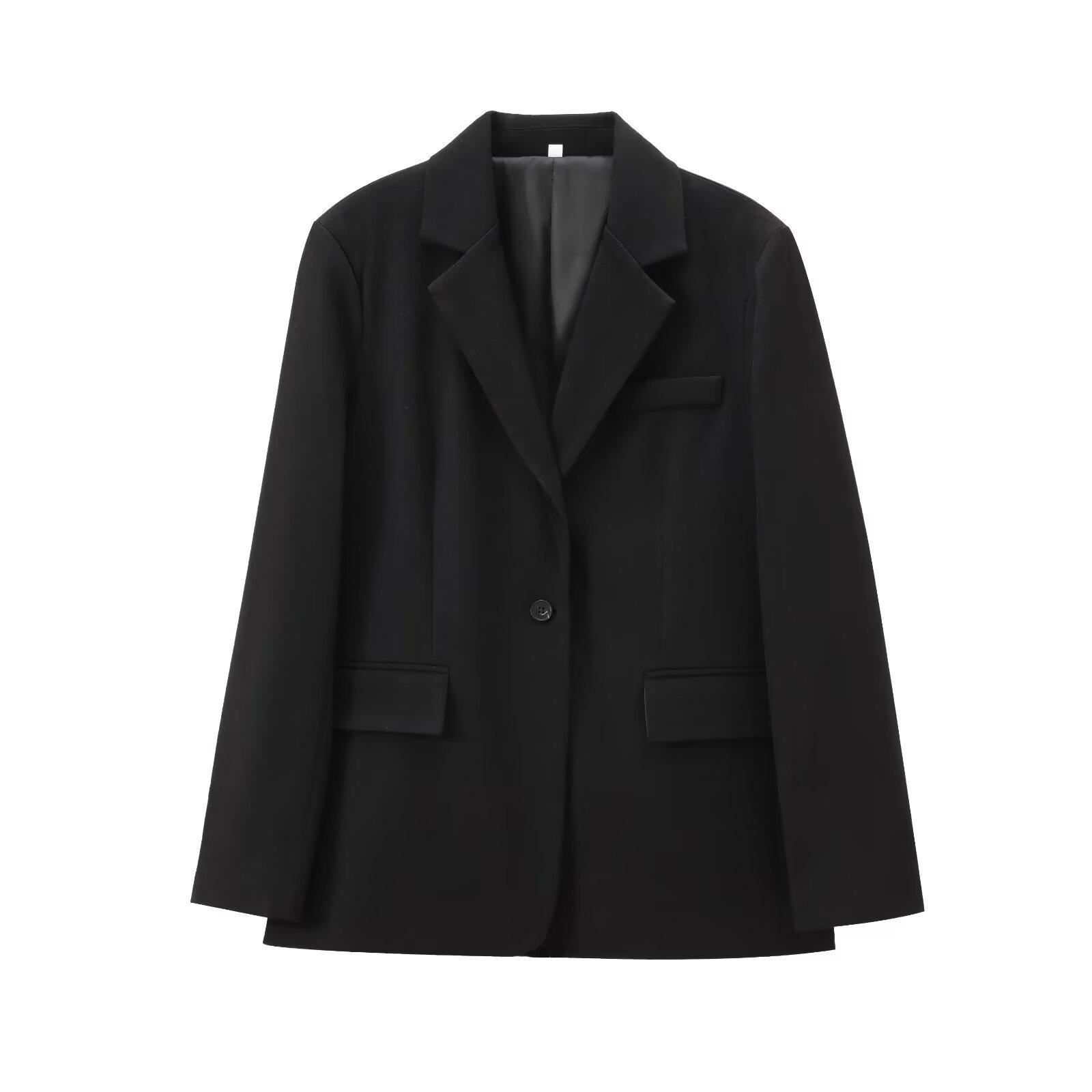 

Женский свободный пиджак в стиле ретро-стритстайл Осень 2024 - Европейская и американская мода Small чёрный