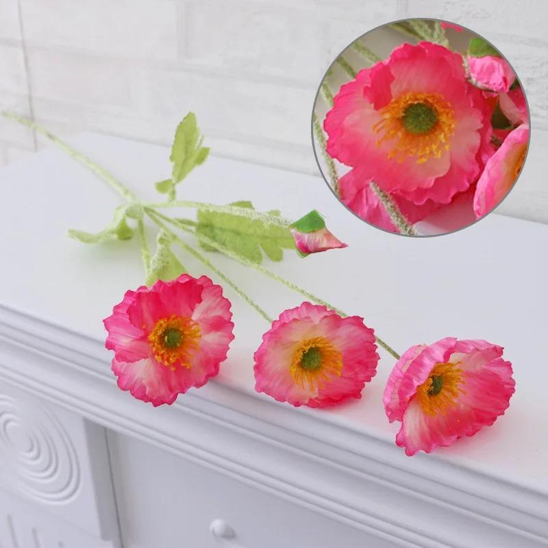 Artificial Poppy Flowers Bouquet Silk Fake Flowers For Home Decor Garden Marriage Room Wedding Decoration DIY Vase Accessories