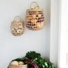 Hollow Rattan Woven Storage Basket Multi-functional Decorative Wicker Fruit Basket Wall Hanging Flower Basket Sundries Organizer