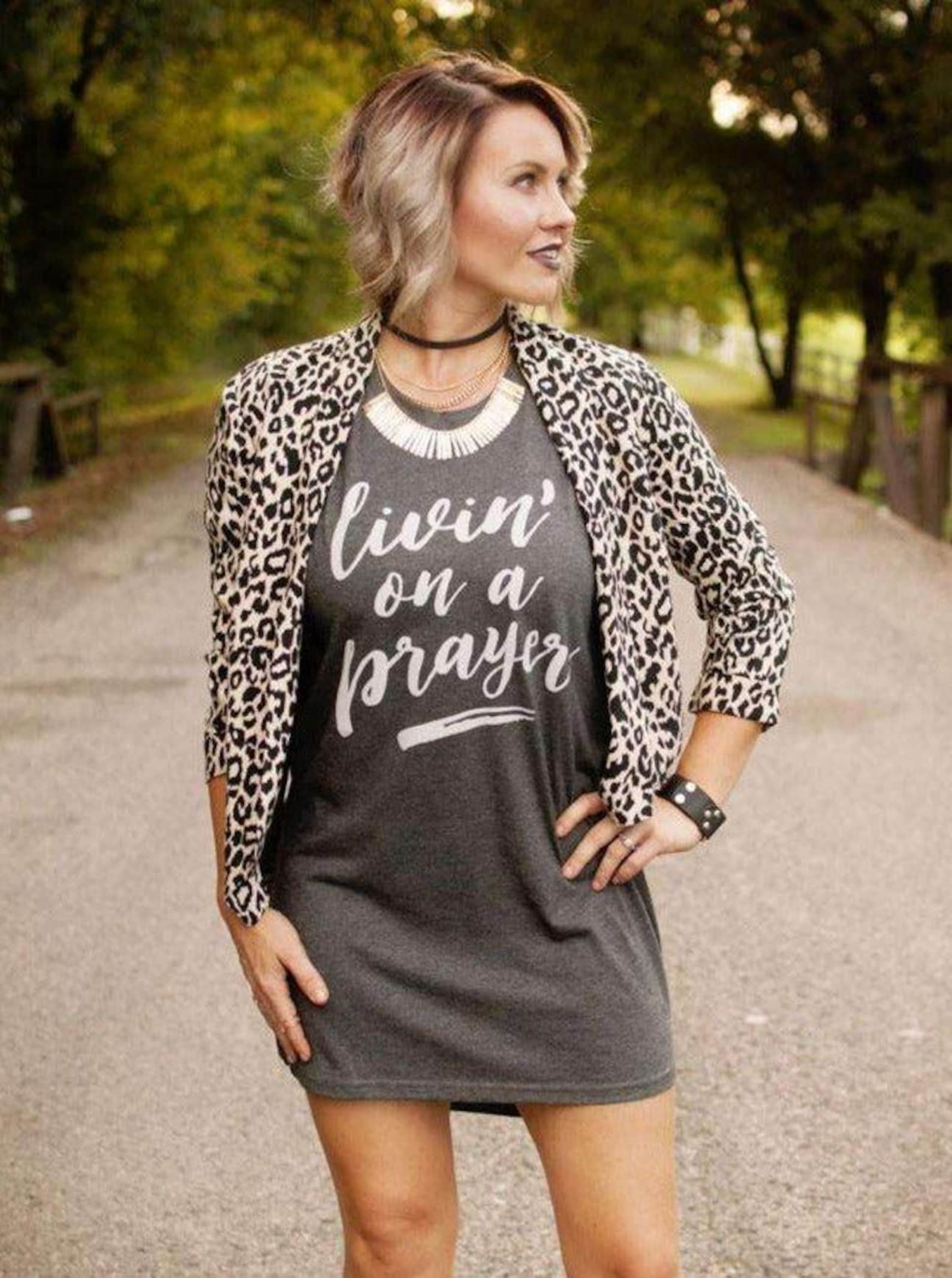 Livin on a Prayer | Women s T-Shirt Dress | Ruby s Rubbish® XL
