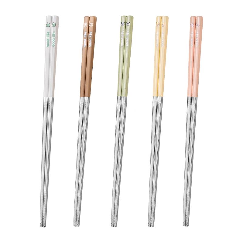 Guangyi 316L Stainless Steel Cartoon Chopsticks - 5 Pairs 5 Pairs