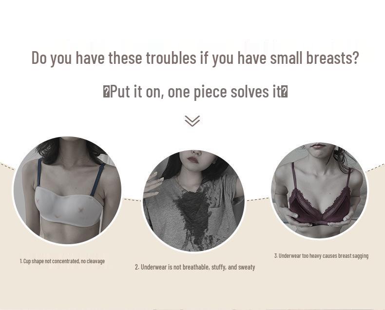 Women's Push-Up Wire-Free Seamless Bra & Panty Set: Anti-Sag Side Support, Enhances Smaller Busts, Japanese Style.