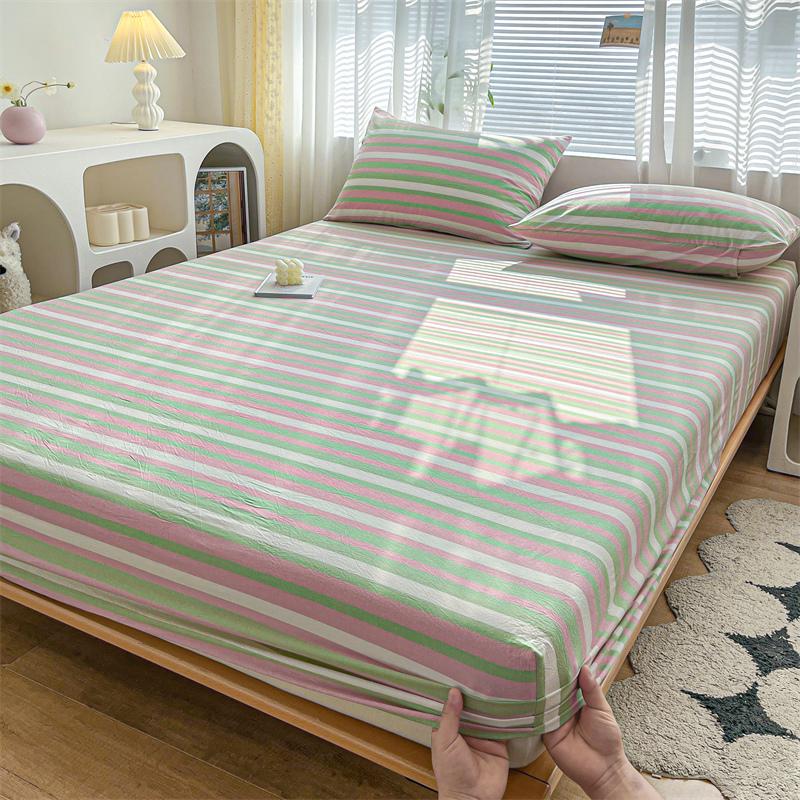100% Cotton Fitted Sheet Stripe Style Bed Cover Skin-friendly Mattress Cover sabanas Adults Kids Bed Sheets (No Pillowcase)