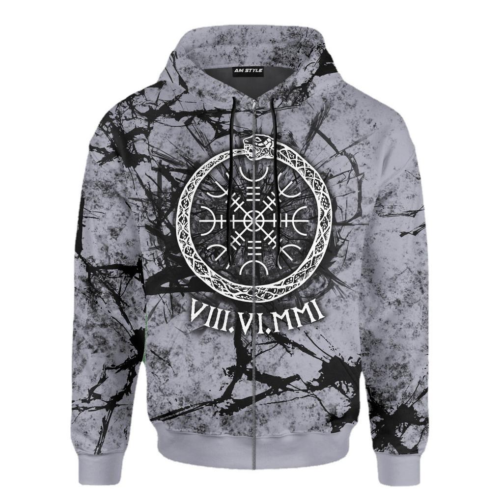 Men's Jacket Comfortable and Casual Long-sleeved Loose Top 3D Digital Tattoo Printed Sweatshirt