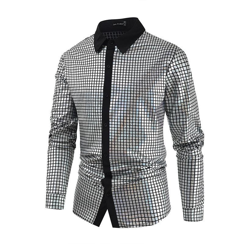 Formal Long Shiny Sleeve Shirt With Glitter Buttons For Anime And Cosplay Fans