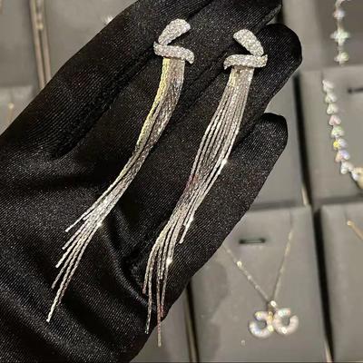 High-end Temperament Fringed Earrings New Trendy Niche Design Earrings Japanese and Korean Elegant Light Luxury Long Earrings