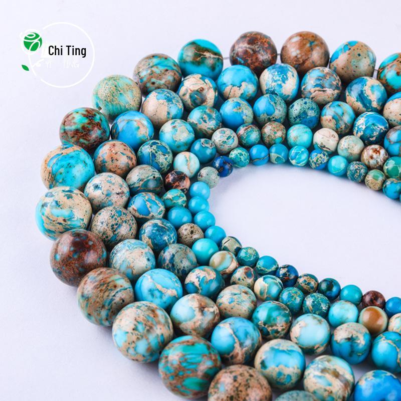 Hulan Emperor Stone Round Bead Necklace: Handmade Loose Beads for Jewelry, Bracelet, and DIY Crystal Beading Accessories.