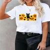 Printed Flower Cat Trend 90s Short Sleeve Tee T Female Casual Fashion Clothing Summer Women Clothes Graphic T-shirts