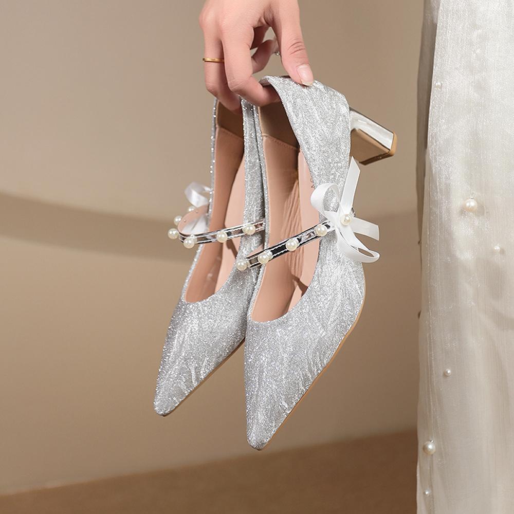 

Elegant Trendy Princess Style Pointed High Heels Women s Shoes Light Luxury Versatile Fine Heels Sandals Dreamy Fashionable 35 срібний