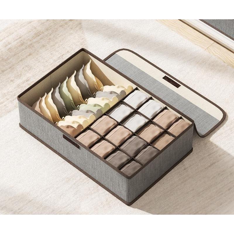 Underwear Socks Three In One Drawer Style Storage Box with Lid Honeycomb Style Underwear Neat Classification Storage Box Dust-proof Tidy Up Bag