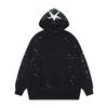 Unisex Oversized Hoodie With Spiderweb Print Fleece-Lined Cotton Blend Streetwear Style