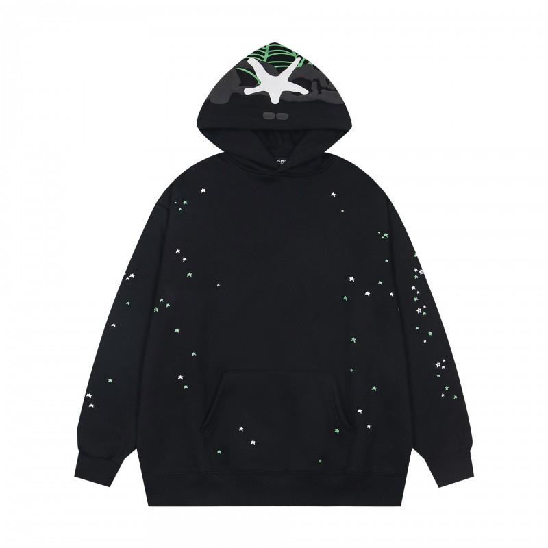 Unisex Oversized Hoodie With Spiderweb Print Fleece-Lined Cotton Blend Streetwear Style