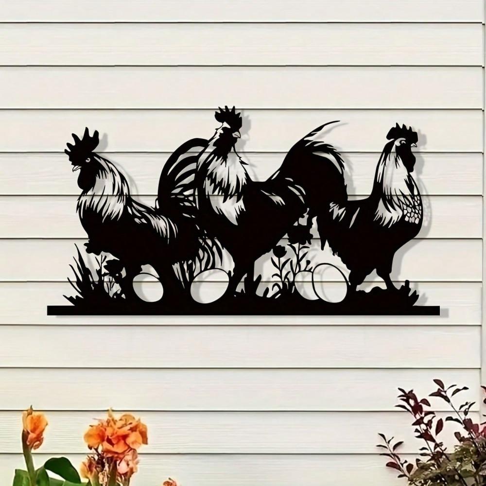 

1 Pc Rustic Metal Chicken Wall Decor Farmhouse Ornament Indoor Outdoor Art Home Garden Hanging Gift TY6446