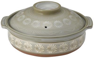 Marmite en terre cuite Ginpo Hanamishima IH compatible avec le feu ouvert, taille 9, pour personnes, rétention de la chaleur, fabriquée au Japon, Banko Ware, 26091 [Produit authentique]