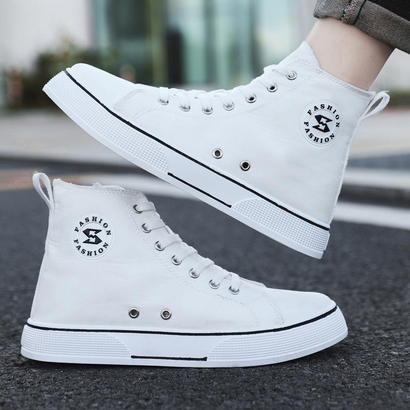 Board Shoes Men's Spring New Fashion Casual Shoes Youth High-top Soft-soled Lightweight Breathable Canvas Shoes
