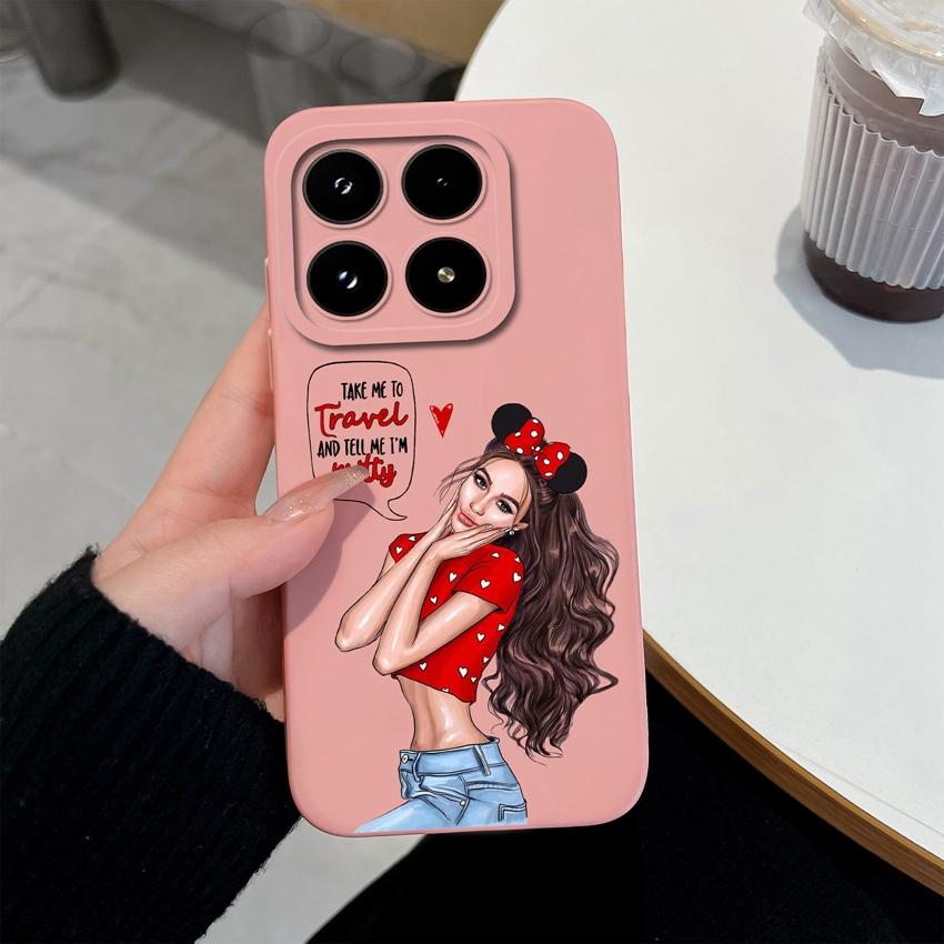 Trendy Girl Liquid Silicone Phone Case For Xiaomi 17 14 14T 15 15T Pro Poco C71 C75 M7 M8 F7 F8 Casing Premium Anti Slip Durable Shell For Xiaomi Capa