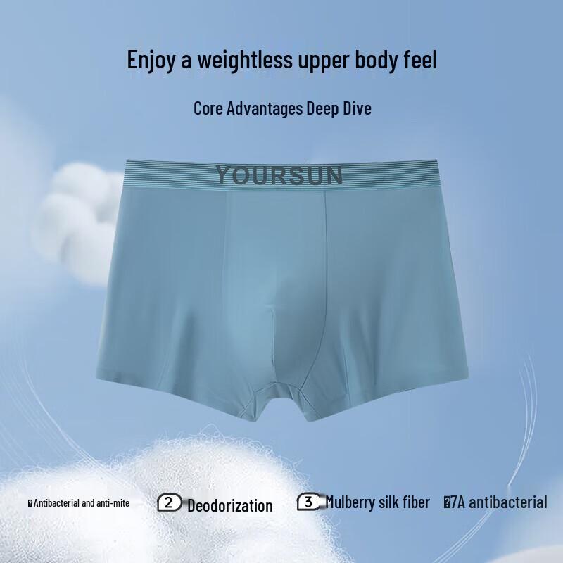 Yiershuang Men's 7A Antibacterial Silk Crotch Boxer Briefs (2-Pack)