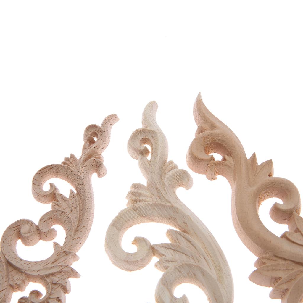 1pc 10/15/20cm Unpainted DIY Decorative Wooden Corner Carving Decals for Door Fireplace Dresser Cabinet Mirror Bed Mantel Decor
