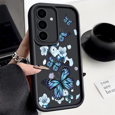 Blaue Schmetterling TPU Hülle Für Samsung Galaxy A56 A17 A36 A26 A55 A16 A15 A35 A25 A54 5G S25 Edge S22 S23 Ultra S24 FE Handyhülle