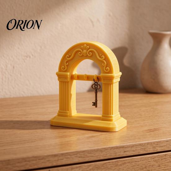 Key Holder for Entryway Roman Arch Holder, PLA 3D Printed Decorative Organizer Storage Stand with 3 Hooks, Table Tabletop