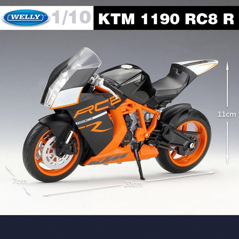 Welly 1/10 KTM 1190 RC8 R Alloy Sports Motorcycle Model Simulation Metal Toy Street Racing Motorcycle Model Collection Kids Gift