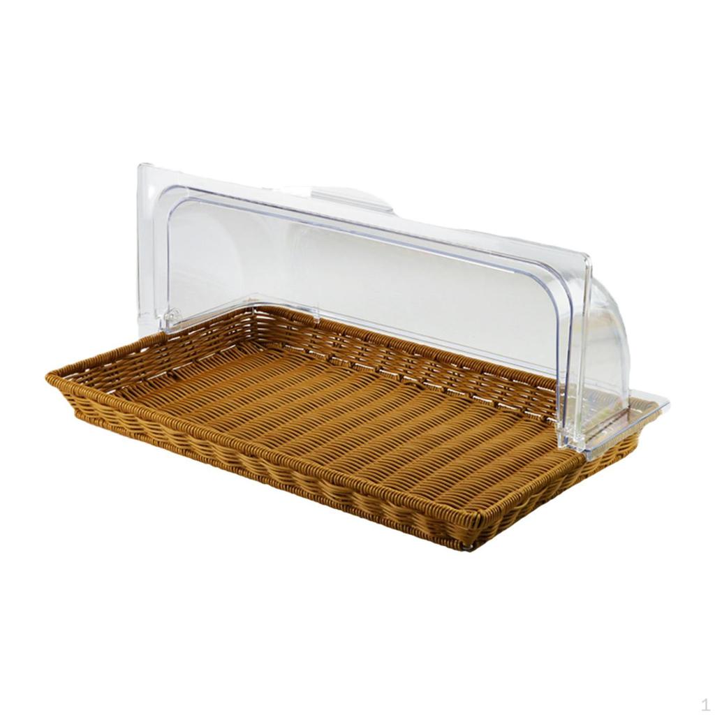 Imitation Rattan Woven Bread Basket Fruit Multifunctional Snack Storage Rectangle Serving