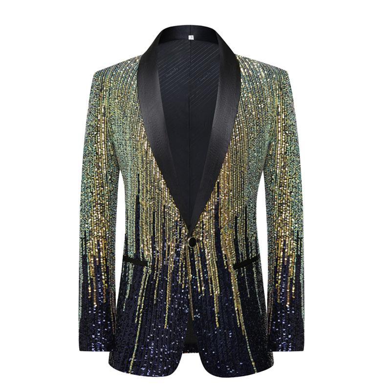 Men's Gradient Sequin Suit Jacket for Hosting Bar Fashion Shows
