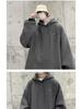 Men's Plus Velvet Hooded Sweatshirt - Large Size, Autumn/Winter, Hip-Hop Style, Trendy Loose Fit, American-Inspired.