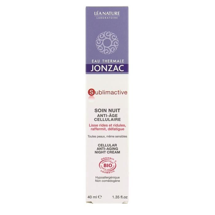 Jonzac Sublimactive Soin Nuit Régénérant Bio 40ml