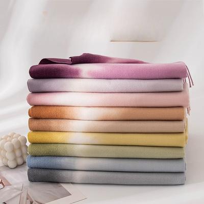 Elegant Lady Style Gradient Scarf for Girls High End New Autumn and Winter Shawl  Imitation Cashmere Warm Scarf