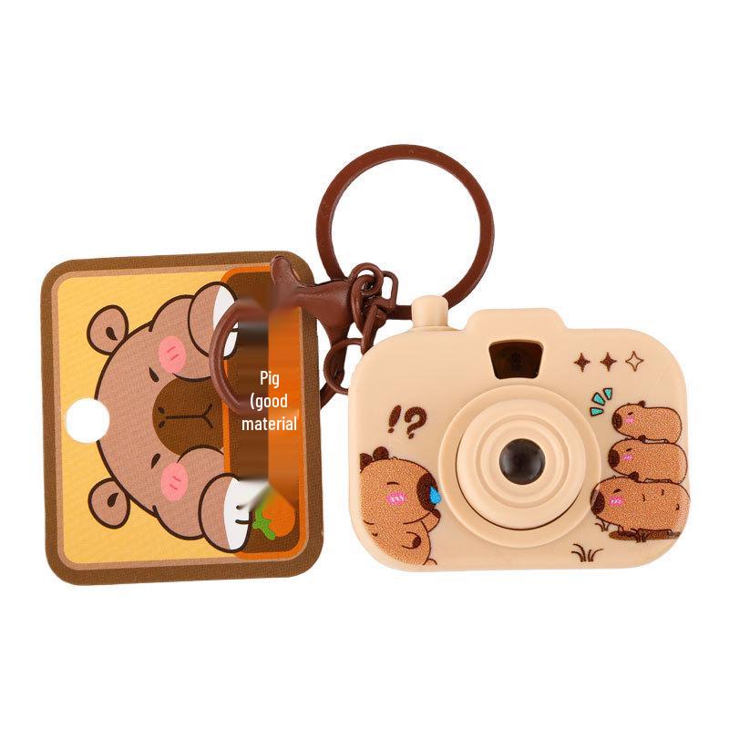 Capybara Luminous Projection Camera Keychain: Cute Cartoon Pendant Gift