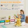 Children's Wooden Toy Storage Shelf with 6 Removable Plastic Bins, Multicolored