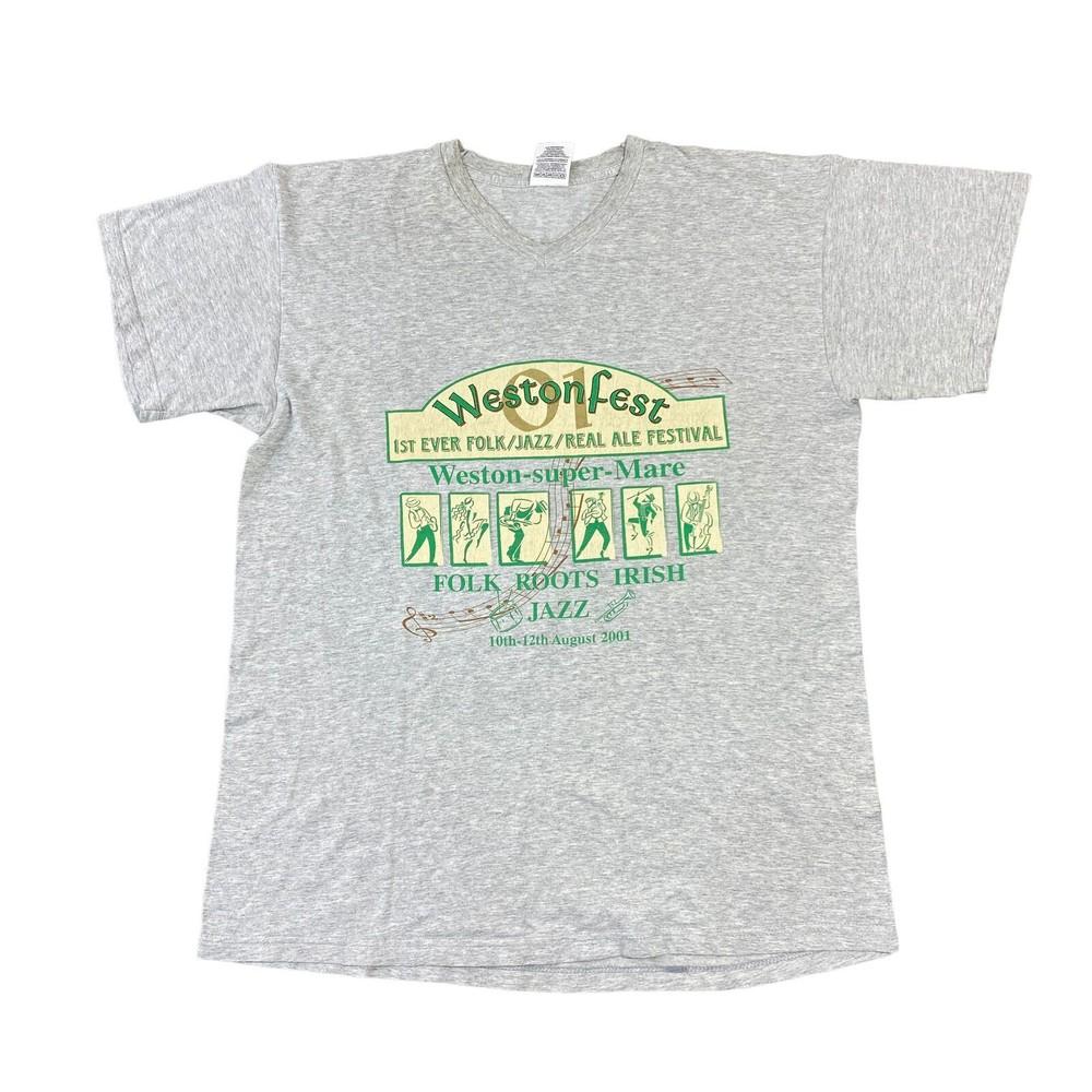 Westonfest T-shirt 90s Vintage Screen Stars Graphic Print Grey Mens