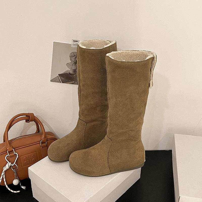 

[Fanfna] Pleated boots Snow boots Women s 2025 autumn new models can be folded for two wear Fleece thickened cotton boots 40 верблюд