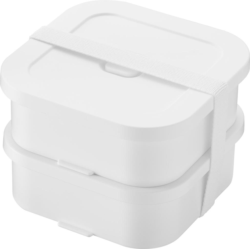 Yamazaki Tower Frozen Rice Container Airtight Lunch Box W X D X and Freezer 1365 Two-Tier & Valve-Equipped Set, White, 12.2cm 12.2cm 8.8cm H,