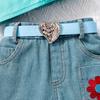 Girls' Fashion Casual Set 2025 Summer Children's Casual Halter Top + Floral Shorts + Belt Set