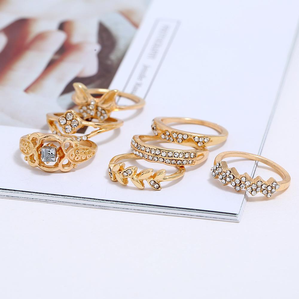 Gold Retro Punk Boho Ring Set 70
