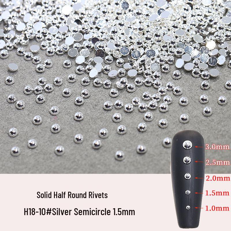 

100 Металлических полукруглых заклепок для нейл-арта, стальные бусины с плоской задней стороной золотого и серебряного цвета.