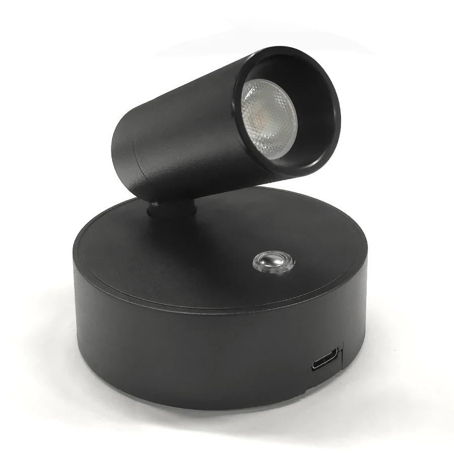 

Светодиодный светильник Магнитный USB Перезаряжаемый Настенный светильник Прожектор Беспроводной настенный светильник Лампа для чтения Прикроватный светильник для спальни 0-5W&Warm White (2700-3500K) чёрный