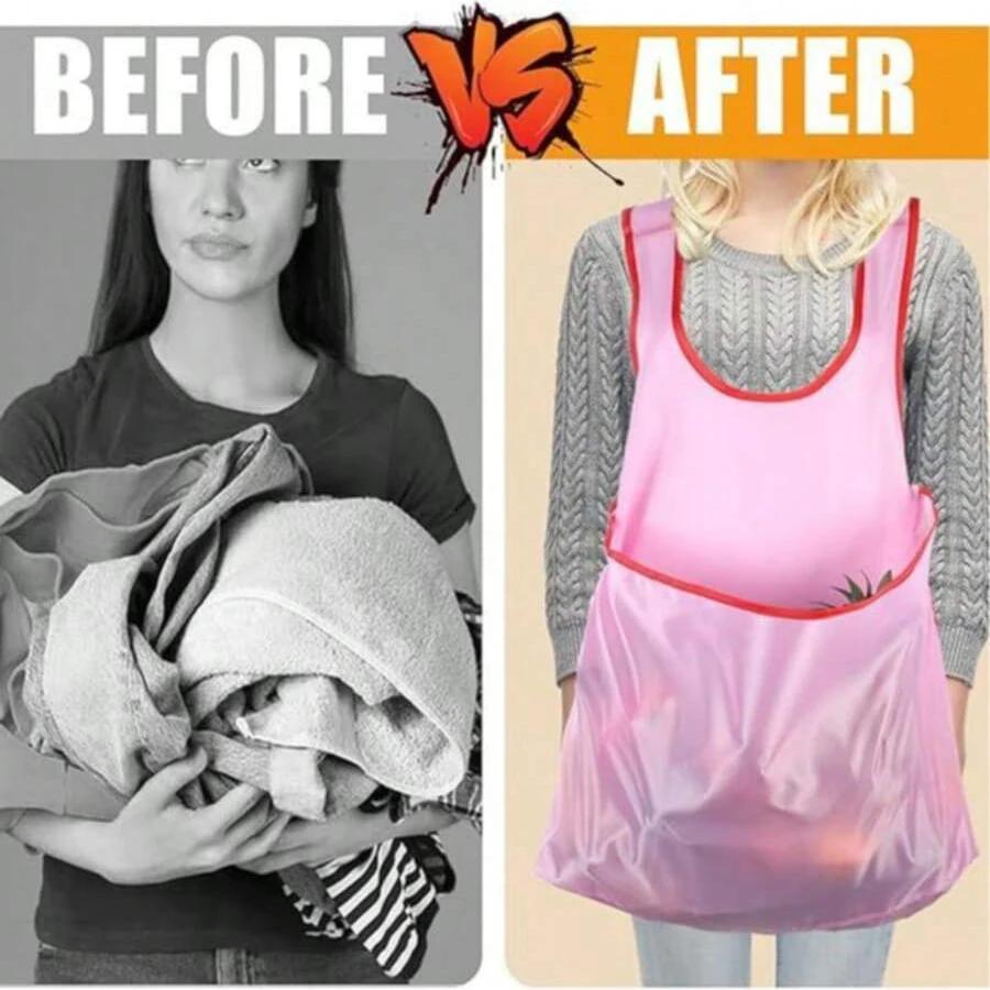 Sleeveless Laundry Apron Women Gifts Portable Cross Design Comfortable Drying Clothes Organizer Waterproof Bib