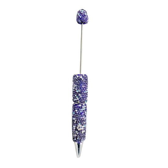 Comfortable Grip Gel Pen Diamond Beadable Pens, Bling Rhinestone Beaded DIY Bead Pen, Crystal Shaft Decorative Craft Black Ink Ballpoint Pens