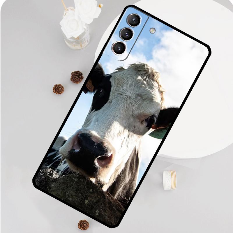 Funny Cow Face Phone Case For Samsung Galaxy S25 S26 Ultra S20 S21 S22 S23 S24 Plus S10 S25 FE Funda Cover