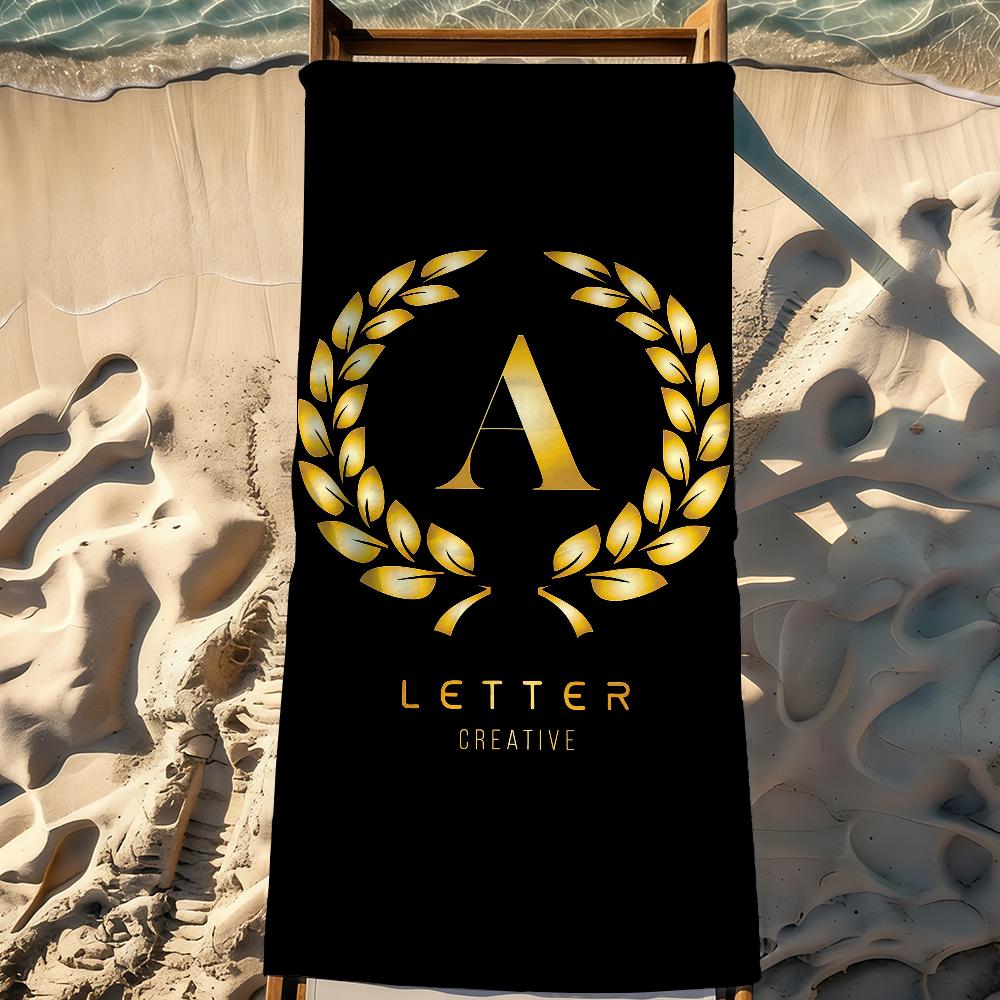 Black Golden Crown Letter Towel Sports Quick Dry Travel Camping Sandproof Soft Light Large Beach Towel