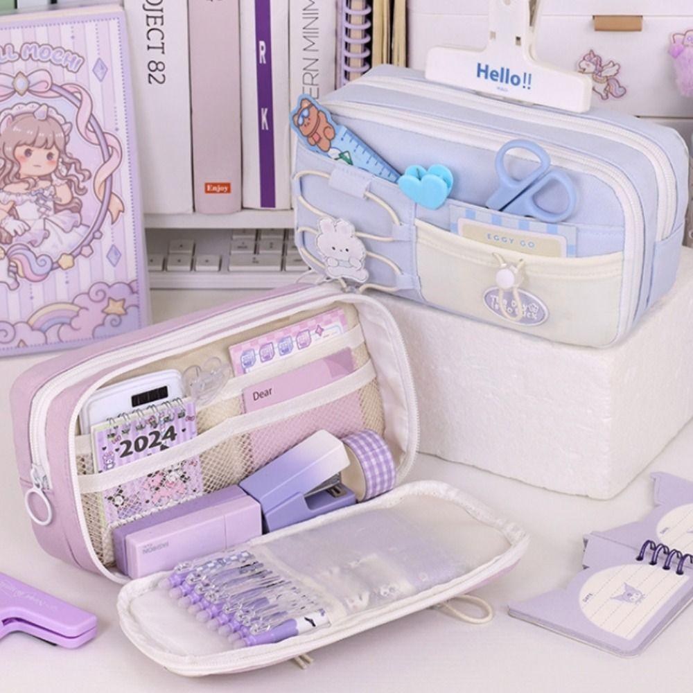 Flip-Style Schüler-Federmäppchen Mehrschichtiger Gelstift-Organizer Einfaches Niedliches Mäppchen Kinder