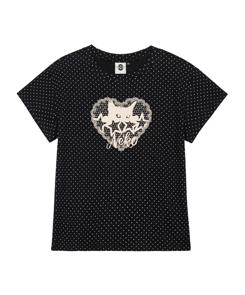 BORN CHAMPS [3 Colors] Lacy Neko Women'S Polka Dot Short Sleeve T-Shirt B25St91