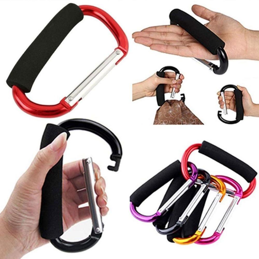 2Pcs D-Ring Baby Stroller Hook Sponge Handle Pram Lifting Button  Travel Backpack